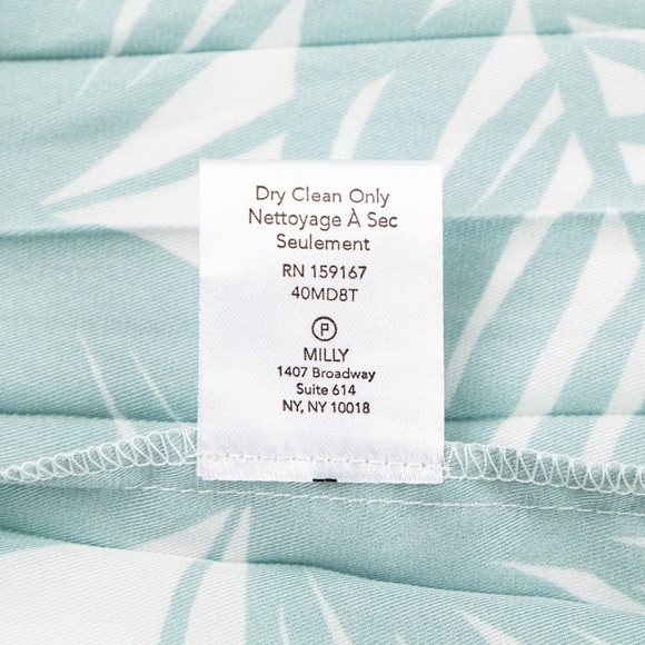 NWT Milly Irene Oversized Palm Print Dress Pleated Asymmetric Green - Size 2 XS - Picture 14 of 14